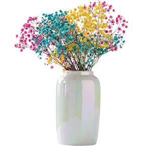 Small Ceramic Vase Decorative,Colorful Flower Bud Vase,Special Design Style of Laser Pink,Creative Modern Floral Vase for for Home Decor Office Living Room Bedroom Centerpieces,Iridescent Vase (A)