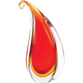 Red Curl Art Glass Vase 6.5x3x10.75