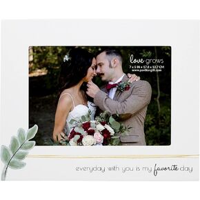 Pavilion - Then & Now - Our Love Continues To Grow - Double 4" x 6" Vertical Hinged Picture Frame Photo Holder Newly Engaged Fiancé Fiancée Couple Party Gift Upcoming Wedding Anniversary Wife Husband Milestone Present
