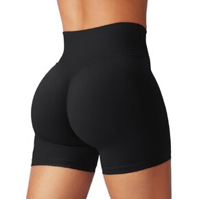 YEOREO Women Biker Shorts V Cross Waist Hidden Scrunch 4.5'' Gym Workout High Waisted Yoga Running Shorts