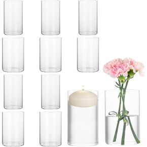 12 قطعة من المزهريات الأسطوانية الزجاجية الشفافة من Jelofly للقطع المركزية بطول 15.24 سم مزهرية زجاجية على شكل إعصار حامل شموع عائمة للمنزل وحفلات الزفاف وديكور الطاولة in Kuwait