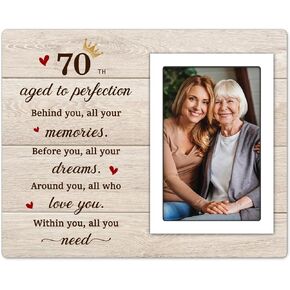 70th Birthday Gifts for Women Men, Wooden Gifts for 70th Birthday - Birthday Picture Frame for 4x6 Photos, Unique 70th Birthday Gifts for Mom Dad Grandma Friend Her, 70th Birthday Decoration