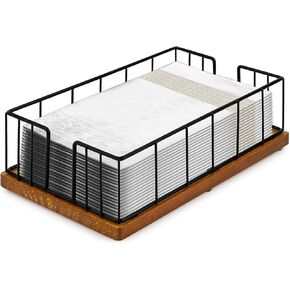 Wooden base cast iron towel rack, bathroom tissue rack, disposable towel rack, Metal Napkin Holder， Modern Napkin Dispenser for Table Kitchen Countertop in Kuwait