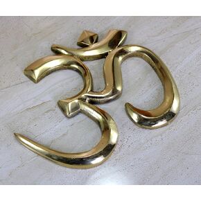 eSplanade Brass OM Wall Hanging Sculpture | Vastu | Fengshui | Goodluck, Auspicious, Religious symbols | Pooja Idols | Home Decor - 9" Inches