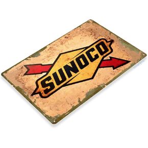 Sunoco Gas Station Oil Garage Motor Retro Logo Rustic Wall Decor Metal Tin Sign 8x12in