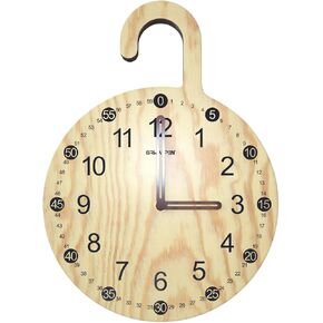 grwanpen® Non-Ticking Wooden Wall Clock with Hook - Silent Sweep Movement, Battery Operated, Decorative Clock for Living Room, Kitchen, Bedroom, Office, School, Hotel