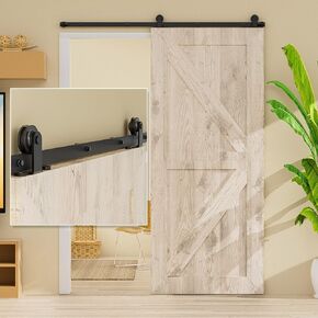 7FT Sliding Barn Door Hardware Kit, Sliding Door Track for 42" Wide Single Door, Barn Door Hardware, Smoothly and Silently, Easy to Install (T Shape)