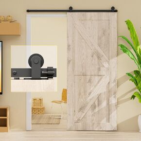 7FT Sliding Barn Door Hardware Kit, Sliding Door Track for 42" Wide Single Door, Barn Door Hardware, Smoothly and Silently, Easy to Install (T Shape)