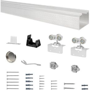 DIYHD 60" Commercial Grade Aluminum Pocket Door Track Kit,Ceiling Mount Box Rail Sliding Door Hardware