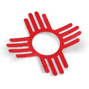 Red Zia Stickers: Two Sticker Set: 3 x 3 inch State Flag Symbol for New Mexico - Weatherproof Window Vinyl Decals