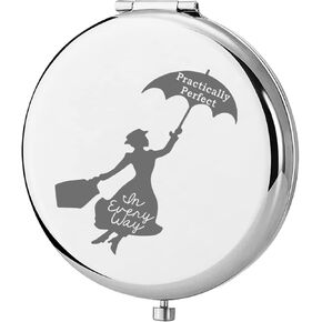 KEYCHIN Mary Qoute Pocket Mirror Mary Fans Gift Practically Perfect in Every Way Umbrella Compact Mirror for Women Girls (Practically Perfect Mirror-S)