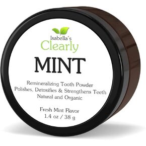 Isabella’s Clearly Mint Remineralizing Tooth Powder | Teeth Whitening Natural Fluoride Free Toothpaste for Adults, Kids, Sensitive Teeth and Gums | Xylitol, Baking Soda, Clay, Calcium (Mint Flavor)
