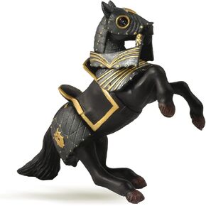 Papo -Hand-Painted - Figurine -Medieval-Fantasy -Horse in Black Armour -39276 - Collectible - for Children - Suitable for Boys and Girls - from 3 Years Old