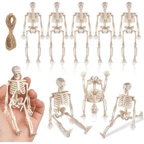 8 Pcs Halloween Mini Skeleton Figurine Decoration,6"Halloween posable Skeleton Decor,Small Plastic Skeleton Figure for Halloween Spooky Home Decor Haunted House Decorations Party Favors