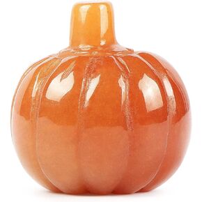 Artistone Citrine Crystal Pumpkin Figurines Carved Gemstone Pumpkin Decor Statue Healing Stones for Halloween Decorations Thanksgiving Table Desk Home Decor