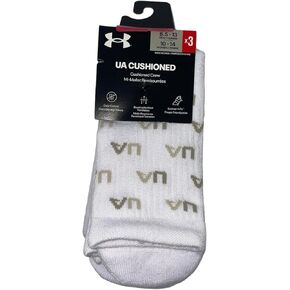 Under Armour Men's Cushioned Crew Socks, 3-Pack, White (Large), White/Olive