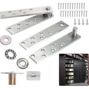 Door Pivot Hinges Heavy Duty, 360 Degree Rotating Pivot Hinge with Rolling Steel Ball, for Max 330 lb, for Wood Door, Hidden Bookcase Door/Secret,Hidden Door, 201 Stainless Steel Pivot Door Hinge