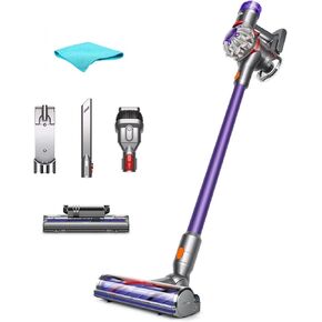 مكنسة كهربائية دايسون V8 أوريجن+ اللاسلكية، أرجوانية، فلتر HEPA، فرش دوارة، بدون كيس، مقبض تلسكوبي، تعمل بالبطارية، وقت تشغيل يصل إلى 40 دقيقة، مع قطعة قماش من الألياف الدقيقة 5AVE in Kuwait