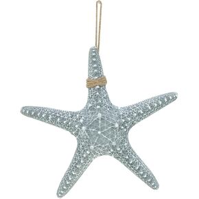 Deco 79 Polystone Starfish Home Wall Decor Wall Sculpture with Hanging Rope, Wall Art 14" x 4" x 14", Gray