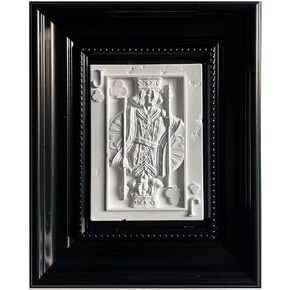 Candumy Framed Poker Wall Art 3D relief Plaster statue Vintage Farmhouse Home Decor,the Ace of Spades，8.5x10.5 Inch Black Frames