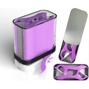 Portable Floss case, 20 Count unflavored Floss Sticks with Fold Out Picks,Travel Case for Tooth Picks Flossers, 1pc Empty flosser Dispenser, Portable Dental Floss for Teeth Cleaning