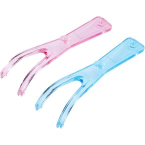 Dental Floss Holders Dental Flosser Built-in Spool Flat Wire Dental Floss Replacement Racks (Pink + Blue)