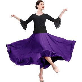 Women's Ballroom Dance Skirt Swing High Waist Long Skirt Modern Waltz Flamenco Dance Costumes