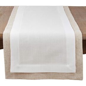 SARO LIFESTYLE 1982.I1872B Moldura Collection Double Layer Design Runner, 18" x 72" Ivory