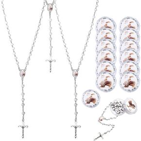 12 PCS Guardian Baby Angel White Bead Scented Rosaries For Baptism Gifts Girls Boys,Rosaries In Bulk For First Communion Party Favors Guests,Rosarios Catolicos 12 Pack Para Recuerdos De Bautizo
