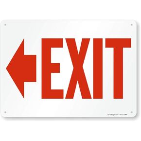 "Exit" Sign with Left Arrow by SmartSign | 10" x 14" Plastic