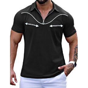 URRU Mens Polo Shirt Slim Fit Golf Polo Short Sleeve Fashion Western Style Polo