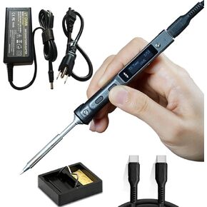 Original TS101 Soldering Iron Station Kit Upgraded from TS100 DC 65W PD 45W Power Programmable Smart Mini Electric Portable Soldering Pen with B2 Solder Tip USB Type C Cable