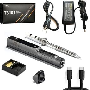 مجموعة محطة لحام الحديد TS101 الأصلية تمت ترقيتها من TS100 DC 65W PD 45W قوة قابلة للبرمجة قلم لحام كهربائي صغير محمول مع B2 طرف لحام كابل USB من النوع C