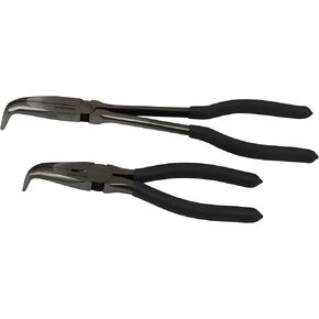 Angled Long Needle Nose Pliers Set – 11" & 7" 90 Degree Bent Nose Pliers, 2 Piece Set