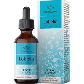 HERBAMAMA Lobelia Tincture - Organic Lobelia Herb Liquid Drops - Alcohol-Free - Vegan Supplement - 2 fl oz