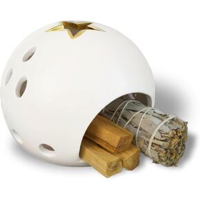 4 in 1 Palo Santo and Sage Holder, Sage Chiminea, Chimney Palo Santo Holder, Sage Burner Bowl, Chiminea Palo Santo Holder, Sage Holder for Burning,Tealight Candle Holder, Sage Burner