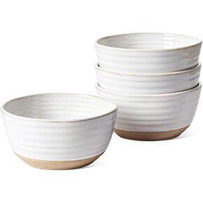 LE TAUCI Soup bowls 28 oz, Ceramic Cereal Bowl for Kitchen, Stoneware Bowl for Pho, Chip, Fruit, Salad, Noodle, Ramen, Housewarming Present- 6 Inch, Set of 4, Arctic white