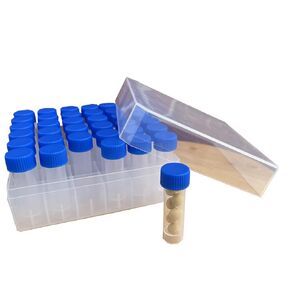 36 Piece Small 5ml Graduated Vials with Storage Box Rack, Leakproof Aquarium Water Test Tube Replacement Liquid Sample Vial Holder Container for Seed Bead Small Screw Tiny Stone