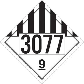 3077 Placard, Class 9 Miscellaneous 25-pk. - 10.75" x 10.75" Removable Self Adhesive Vinyl for Temporary Applications - J. J. Keller & Associates - Complies with DOT Hazmat Placard Requirements