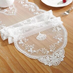 Lace Table Runner, Retro Flower Embroidered Dresser Scarf for Dining /Wedding Banquet/ Home/ Coffee Table Decoration (12"×70")