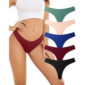 UGDUCK Seamless Thongs for Women No Show Thong Breathable Comfortable Panties Sexy Women Underwear Pack