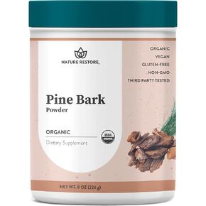 Nature Restore USDA Certified Organic Pine Bark Extract Powder, 8 ounces/226 grams, Standardized to 95 Percent Proanthocyanidins, Vegan, Gluten Free, Non GMO