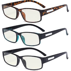 Eyekepper 3 Pack Blue Light Filter Glasses Men - Computer Screen Eyeglasses Blocking Digital Glare