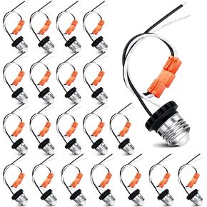 20 Pack E26 Socket Adapter, Medium Base Male Screw in Light Bulb Socket Pigtail Light Socket Outlet Light Socket to Plug Adapter for Led Lights Recessed Lights
