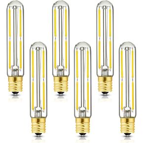E17 T6.5 LED Tubular Filament Bulb,Dimmable 4W Led Tube Bulbs, 500lm, 2700K Warm White, 40 Watt Incandescent Bulb Equivalent, for Exit Sign Light, Refrigerator, Freezer, 6 Pack.