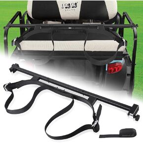 10L0L Universal Golf Bag Holder Golf Cart Bags Holder Attachment Bracket Rack for Rear Filp Seat Fits EZGO Club Car Yamaha Rear Filp Seat Kit, No-Drilling Required, Additional Strap Included