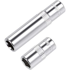 uxcell 1/4-Inch Drive by 4mm Deep and Shallow Socket Set of 2 Pcs, Cr-V, 6-Point, Metric