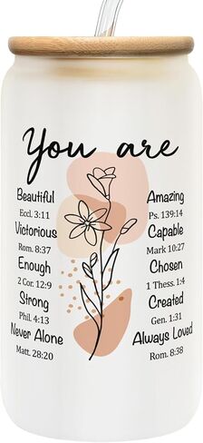 Christian Gifts for Women - Religious Gifts for Women, Inspirational Gifts - Birthday Gifts for Women - Gifts for Women, Ladies Gifts - Spiritual Gifts for Women - Jesus Gifts - 16 Oz Can Glass in Saudi Arabia