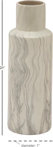 Deco 79 59768 Ceramic Marble Vase, 7" x 21", White in Saudi Arabia