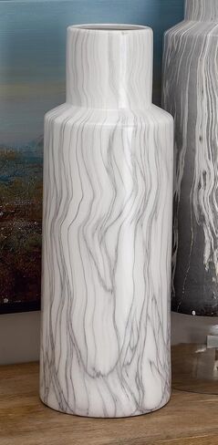 Deco 79 59768 Ceramic Marble Vase, 7" x 21", White in Saudi Arabia